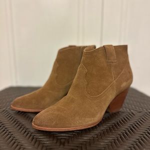 Frye Reina Ankle western Bootie Boots Ash Tan Brown Heels Pointed Toe Zipper 9M